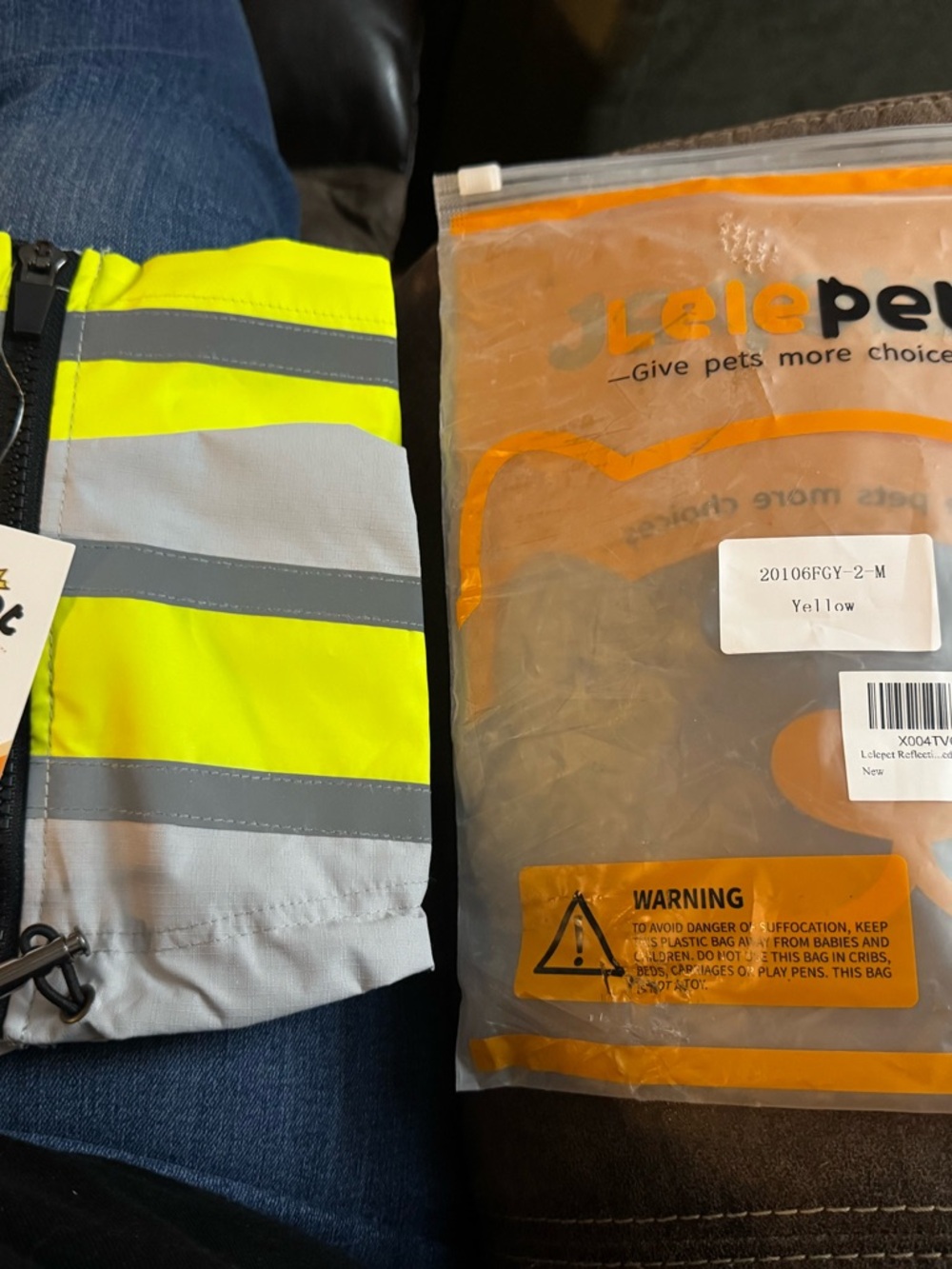 Dog Med-Large High-Visibility Safety Vest - Neon Yellow with Reflective Stripes